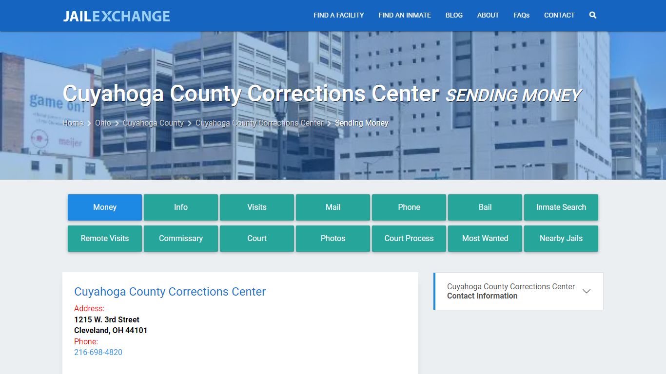 Cuyahoga County Corrections Center Sending Money - Jail Exchange