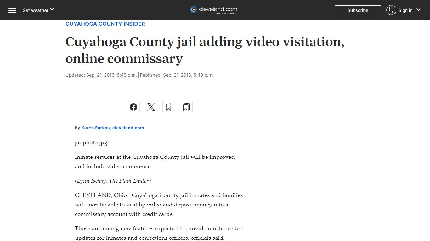 Cuyahoga County jail adding video visitation, online commissary